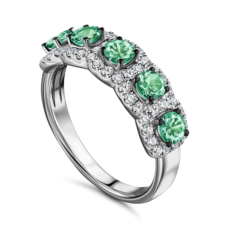 14K White Gold Alexandrite & Diamond Ring